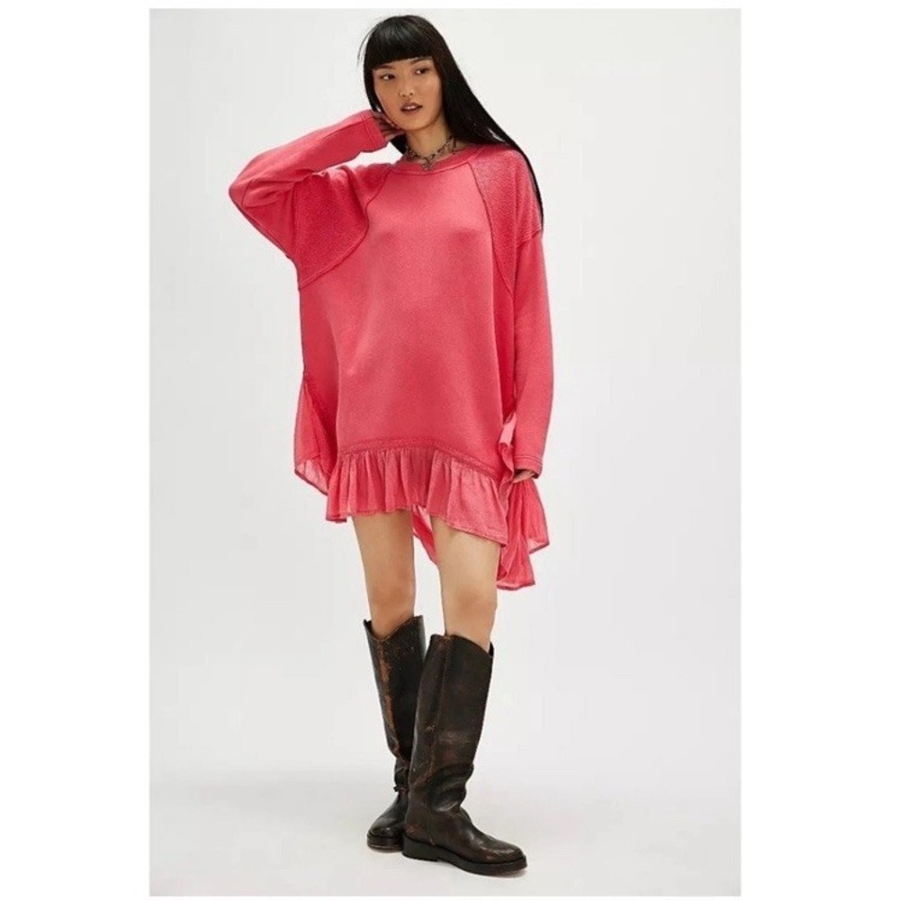 Free People Poets Pullover Mini‎ Dress Miami Beet Women's Size Medium